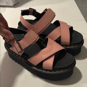 Dr Marten Soft Wair Pink Strappy Platform Sandals size 8
